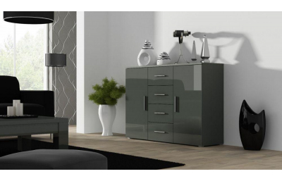 Комод UNI серый/серый глянец