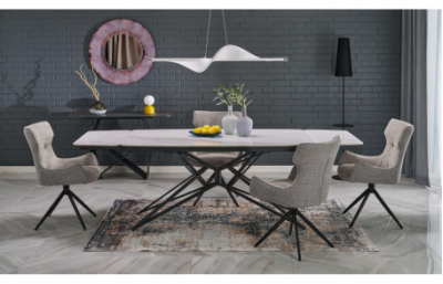 Приставной стол ALFREDO, белый мрамор / черный