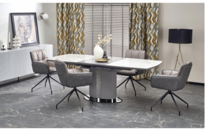 Раскладной стол  DANCAN, белый мрамор / серый /...