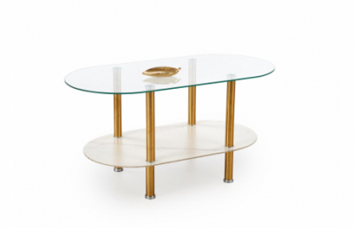 DUCAT c.table, белый мрамор / прозрачный / золото