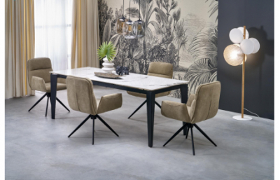 Стол раскладной FELIX, белый мрамор / черный