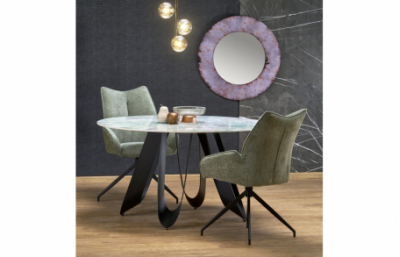 Круглый стол GIOVANI, зеленый мрамор / черный