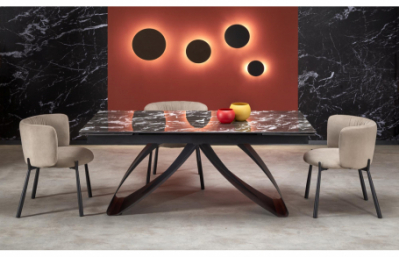 Стол раскладной HILARIO, черный мрамор / черный