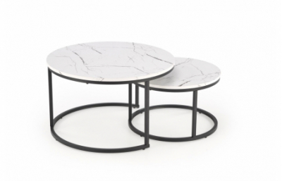 JAVA комплект из 2 столов, белый мрамор / черный