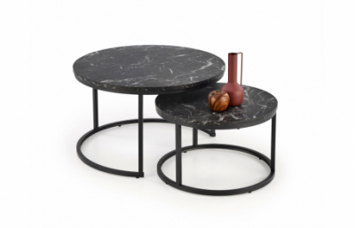 JAVA комплект из 2 столов, черный мрамор / черный