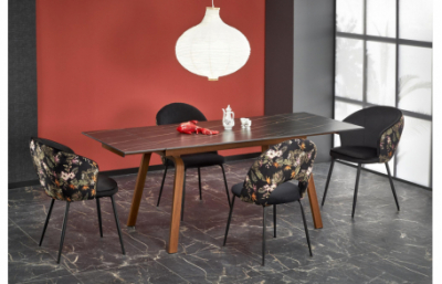 Раскладной стол LOZANO, черный мрамор / орех