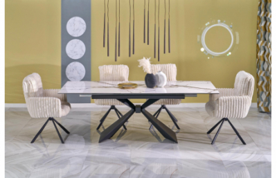 Приставной столик LUCIANO, белый мрамор / черный