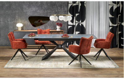 Приставной стол LUCIANO, голубой мрамор / черный