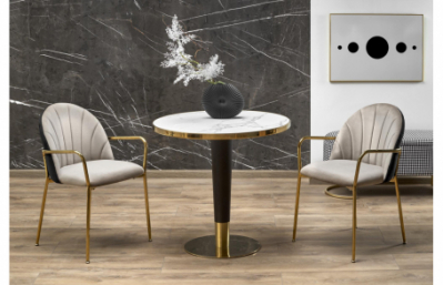 Круглый стол MORATA, белый мрамор / черный /...