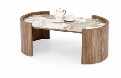 NICOSIA c.стол бежевый мрамор / орех