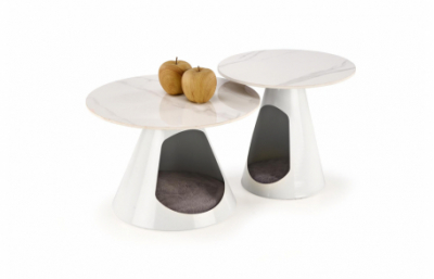 Журнальный столик OSARIO, белый мрамор / белый