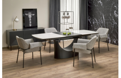 Приставной столик OSMAN, белый мрамор / черный