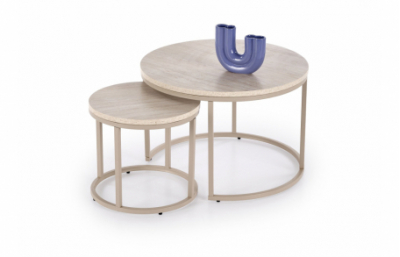 PAOLA комплект из 2 столиков, травертин / кашемир