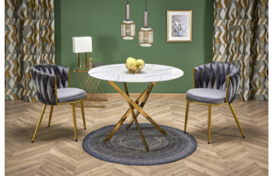 Стол RAYMOND 2, белый мрамор / золото