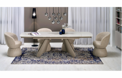 Раскладной стол SALIX, травертин / кашемир