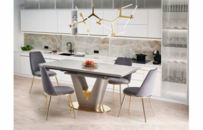 Стол VALENTINO светло-серый/золотой