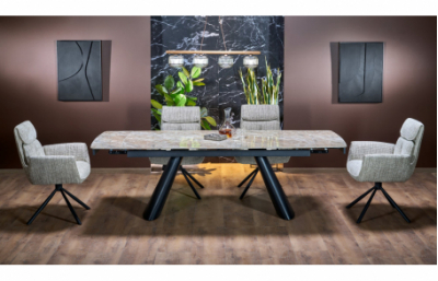 Приставной стол VINCE коричневый мрамор / черный