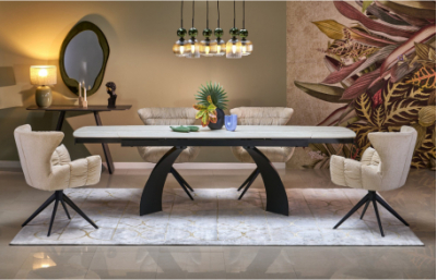 Приставной стол VITRUS, светлый травертин / черный