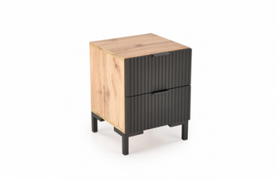 Прикроватная тумбочка NELA, дуб крафтовый - черный