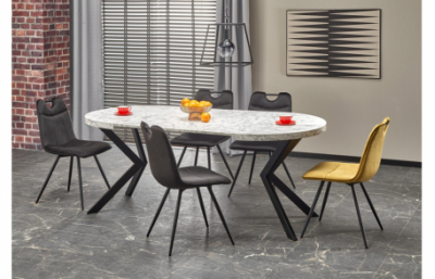 Раскладной стол PERONI, белый мрамор / черный