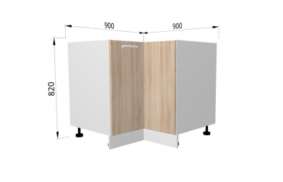 DN2D Угловой шкаф 900х900х540х820 сонома