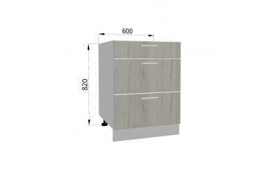 D3S60 Шкаф с тремя ящиками 600х540х820 дуб...