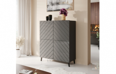 Комод ABETO матовый графит/глянец графит