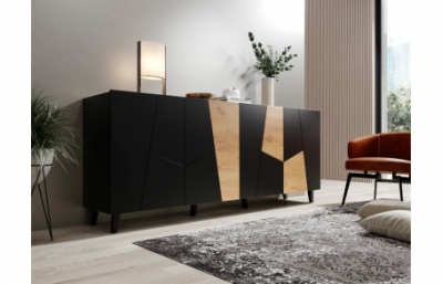 Комод ETNA черный мат/черный мат/крафтовый дуб
