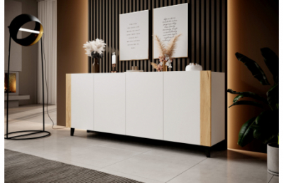 Комод FARO белый/белый/крафтовый дуб