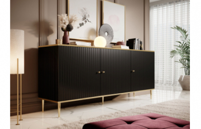 Комод GLAMOUR 180 черный/черный + золото