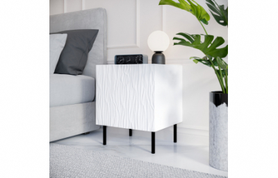 Прикроватная тумба JUNGLE белый коврик/белый...