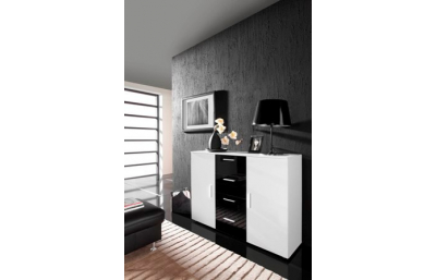 Комод UNI белый/черный/белый