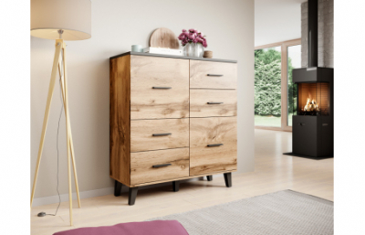 Комод LOTTA 110 (2D4S) woatn дуб/черный