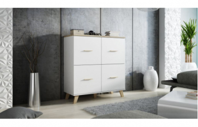 Комод LOTTA 110 (4D) димонд белый/сонома дуб