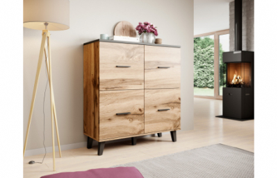 Комод LOTTA 110 (4D) дуб вотан/черный