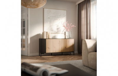 Комод MERCI 150 (3D) черный/артизан