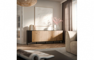 Комод MERCI 200 (4D) черный/артизан