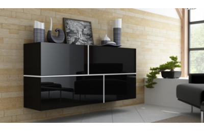 Комод GOYA черный/черный/белый