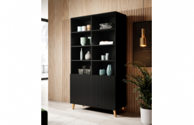 PAFOS Стоящий книжный шкаф черный/черный