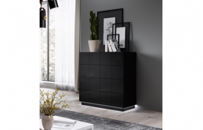 Комод Drwewr KOM4S REJA черный глянец/черный...